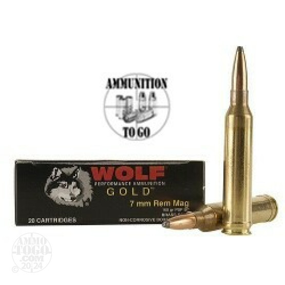 20rds - 7mm Rem. Mag Wolf Gold 160gr Soft Point Ammo